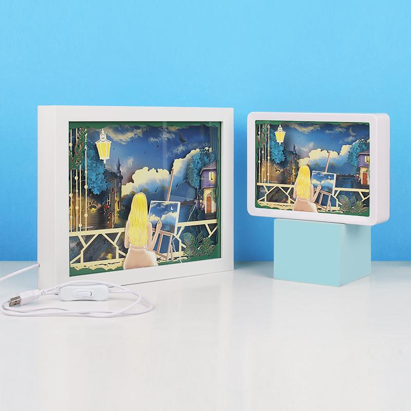 少女手中的画笔，涂抹出自然的风景，油画少女纸雕灯，一起赏析！