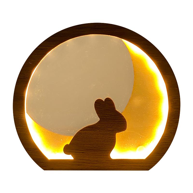 胡桃木小夜灯-半圆兔