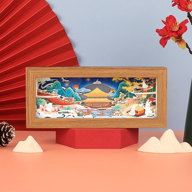 中秋节-皓月当空纸雕灯