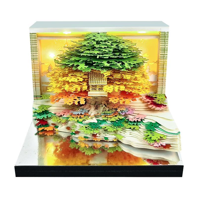 3D光影纸雕便签本 花海树岛