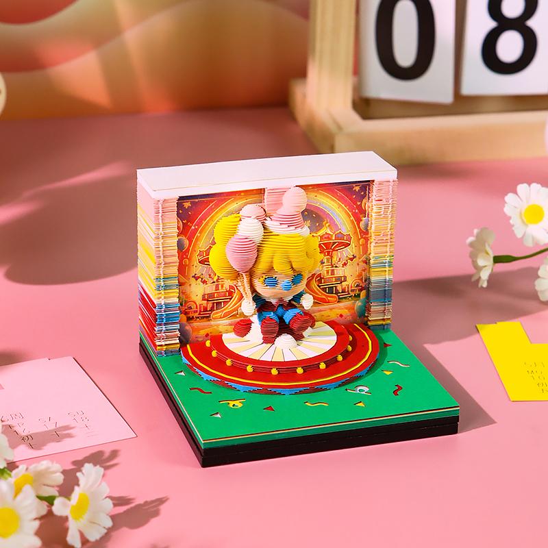 3D纸雕日历便签本缤纷小丑派对