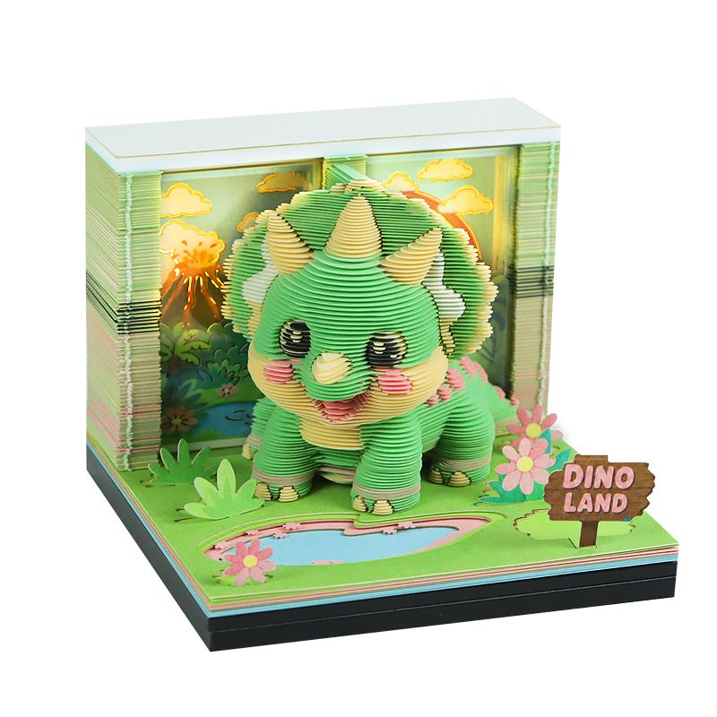 趣味三角龙3D纸雕日历便签本