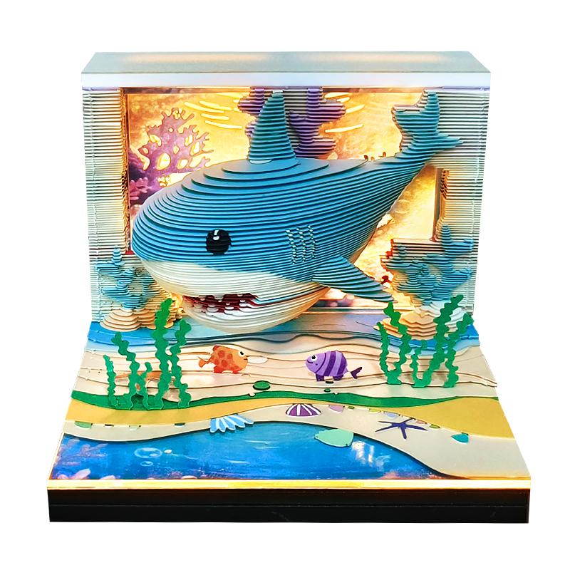 海洋萌鲨3D纸雕日历便签